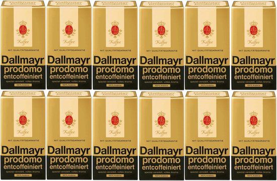 12 x 500 g. Dallmayr Prodomo Entcoffeiniert - cafeïnevrije gemalen koffie