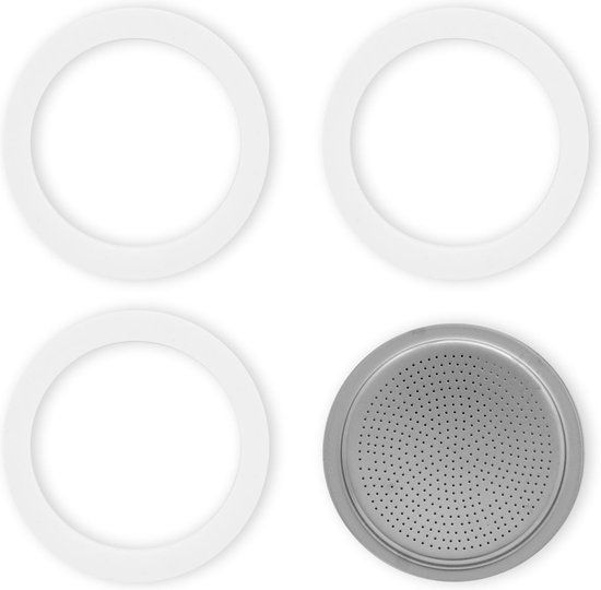 Bialetti Moka filterplaatje + rubber ringen - 6 kops