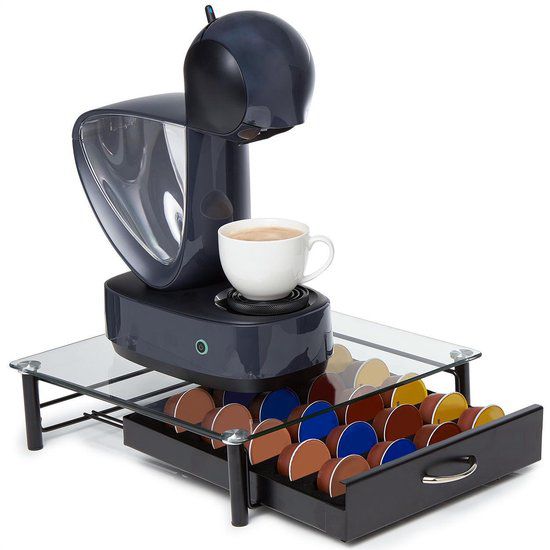 KitchenBrothers Glazen Capsule Houder met Lade 20 Dolce Gusto Cups