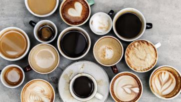 koffiekopjes: espresso, americano, latte, cappuccino