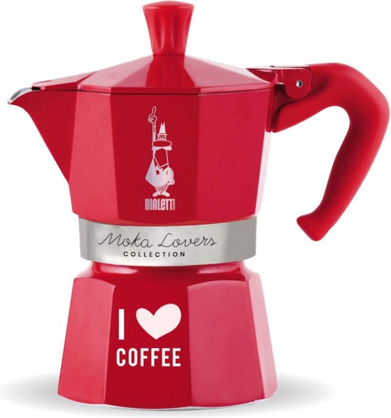 Bialetti Moka Express I Love Coffee - Percolator - Rood - 3 kops - 130ml