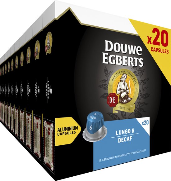 Douwe Egberts Lungo Decaf (6) - 10 x 20 Koffiecups