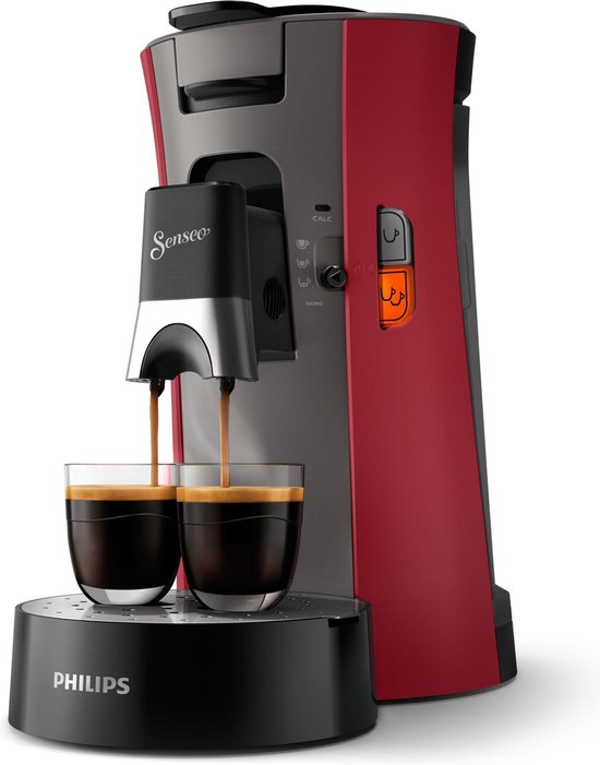 Philips Senseo Select CSA240/90 - Koffiepadapparaat - Dieprood en kasjmiergrijs